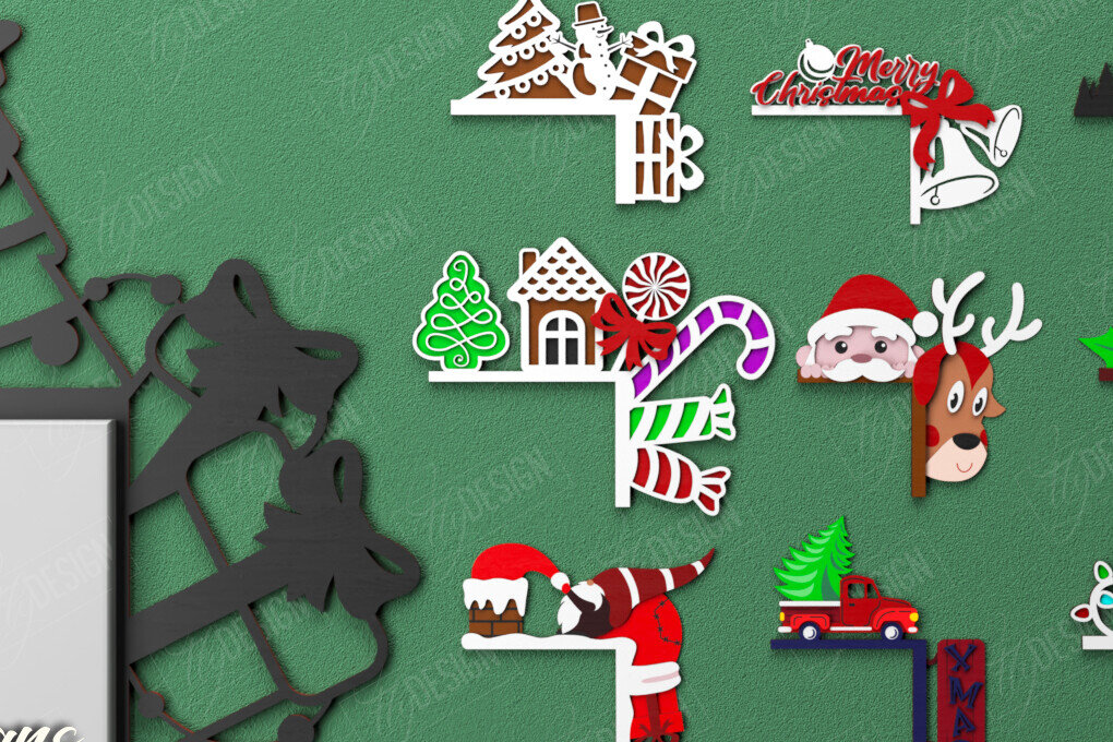 Intra απο ξύλο plywood 3mm-4mm πάχος Χριστουγεννιάτικες γωνίες πόρτας | Πινακίδα πόρτας Δίασταση 15x15 cm INTRAFABR-107189164