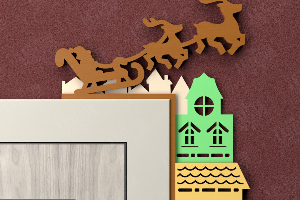 Intra απο ξύλο plywood 3mm-4mm πάχος Χριστουγεννιάτικες γωνίες πόρτας | Πινακίδα πόρτας | CNC Δίασταση 15x15 cm INTRAFABR-107424395 - Image 1