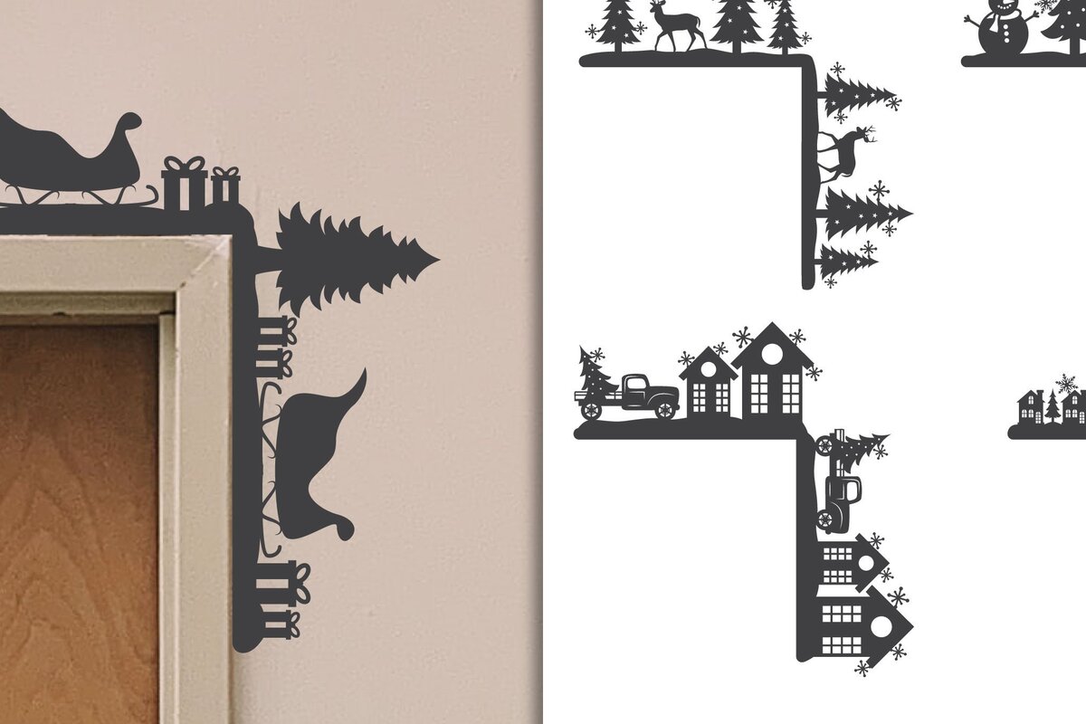 Intra απο ξύλο plywood 3mm-4mm πάχος Χριστουγεννιάτικες γωνίες πόρτας κομμένο με λέιζερ Δίασταση 30x20 cm INTRAFABR-41578705