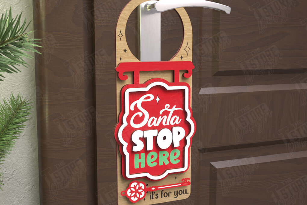 Intra απο ξύλο plywood 3mm-4mm πάχος Χριστουγεννιάτικη κρεμάστρα πόρτας | Διακόσμηση διακοπών Δίασταση 15x15 cm INTRAFABR-110596642