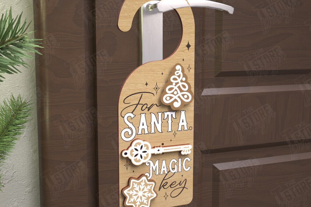 Intra απο ξύλο plywood 3mm-4mm πάχος Χριστουγεννιάτικη κρεμάστρα πόρτας | Διακόσμηση διακοπών Δίασταση 15x15 cm INTRAFABR-110596650