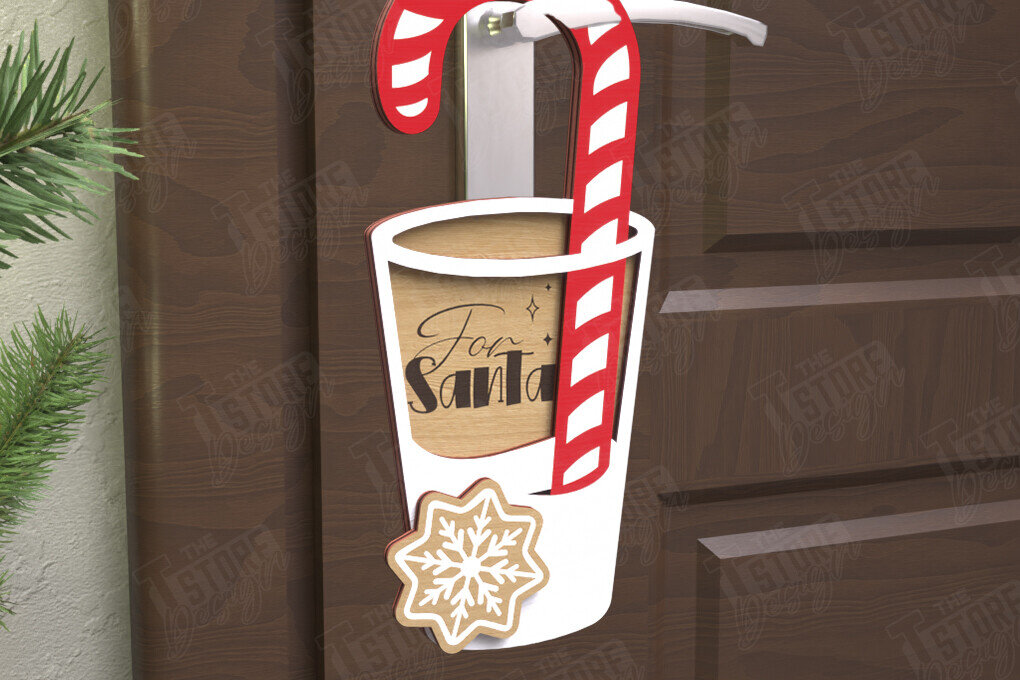 Intra απο ξύλο plywood 3mm-4mm πάχος Χριστουγεννιάτικη κρεμάστρα πόρτας | Διακόσμηση διακοπών Δίασταση 15x15 cm INTRAFABR-110596655