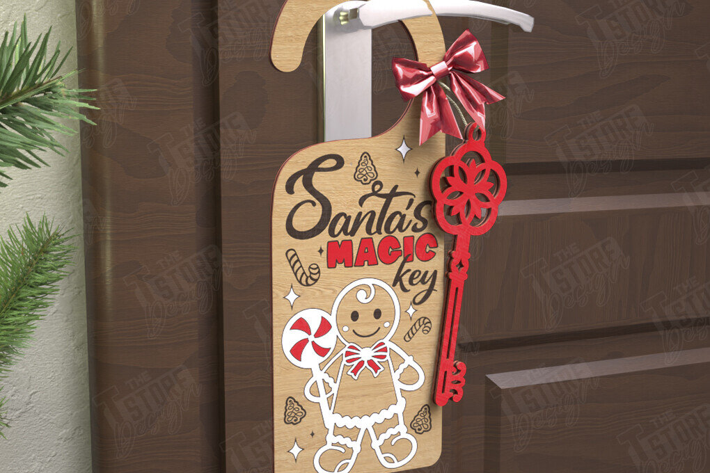 Intra απο ξύλο plywood 3mm-4mm πάχος Χριστουγεννιάτικη κρεμάστρα πόρτας | Διακόσμηση διακοπών Δίασταση 15x15 cm INTRAFABR-110596660