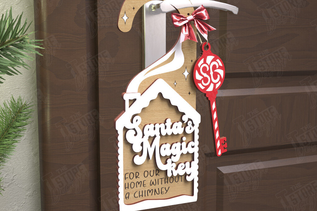 Intra απο ξύλο plywood 3mm-4mm πάχος Χριστουγεννιάτικη κρεμάστρα πόρτας | Διακόσμηση διακοπών Δίασταση 15x15 cm INTRAFABR-110596663