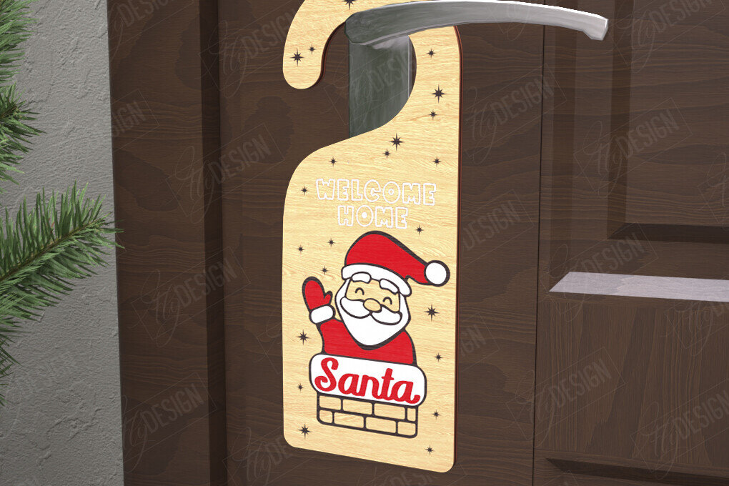 Intra απο ξύλο plywood 3mm-4mm πάχος Χριστουγεννιάτικη κρεμάστρα πόρτας | Διακόσμηση διακοπών Δίασταση 15x15 cm INTRAFABR-110596378