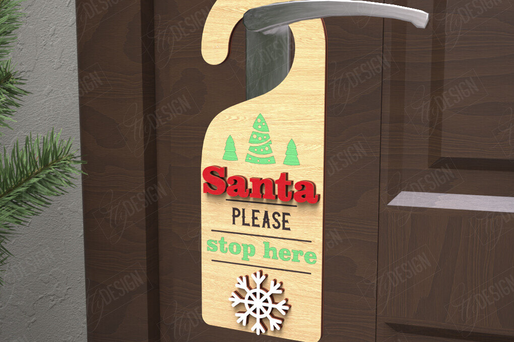 Intra απο ξύλο plywood 3mm-4mm πάχος Χριστουγεννιάτικη κρεμάστρα πόρτας | Διακόσμηση διακοπών Δίασταση 15x15 cm INTRAFABR-110596336
