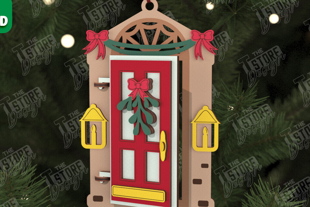 Intra απο ξύλο plywood 3mm-4mm πάχος Χριστουγεννιάτικη Πόρτα | Διακοπές | Πρωτοχρονιά |CNC Δίασταση 15x15 cm INTRAFABR-106189837