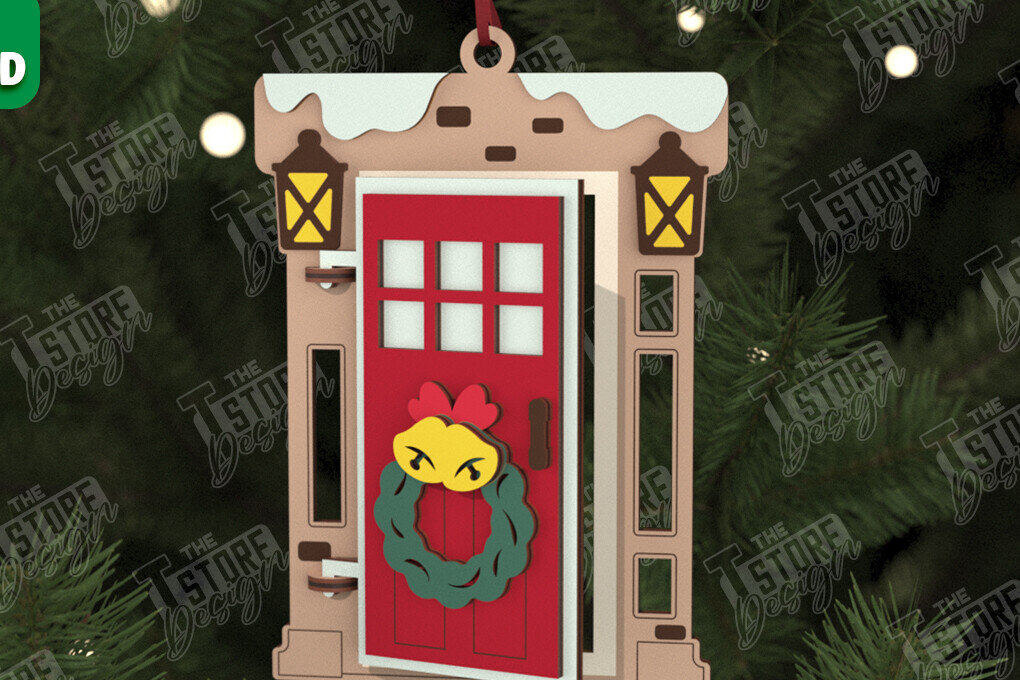 Intra απο ξύλο plywood 3mm-4mm πάχος Χριστουγεννιάτικη Πόρτα | Διακοπές | Πρωτοχρονιά |CNC Δίασταση 15x15 cm INTRAFABR-106189804