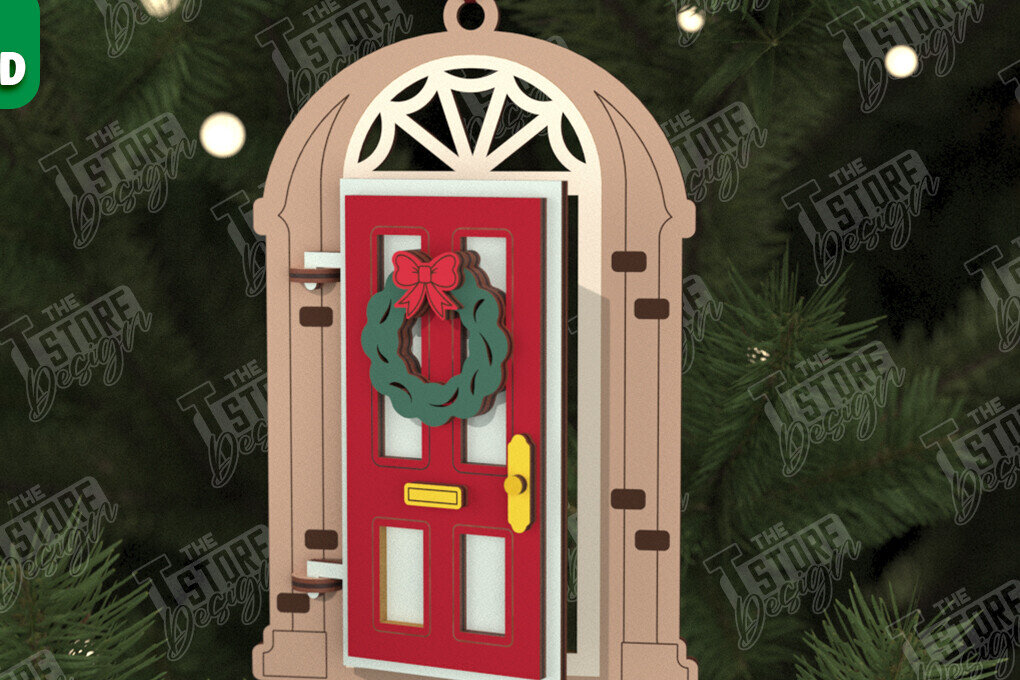 Intra απο ξύλο plywood 3mm-4mm πάχος Χριστουγεννιάτικη Πόρτα | Διακοπές | Πρωτοχρονιά |CNC Δίασταση 15x15 cm INTRAFABR-106189809