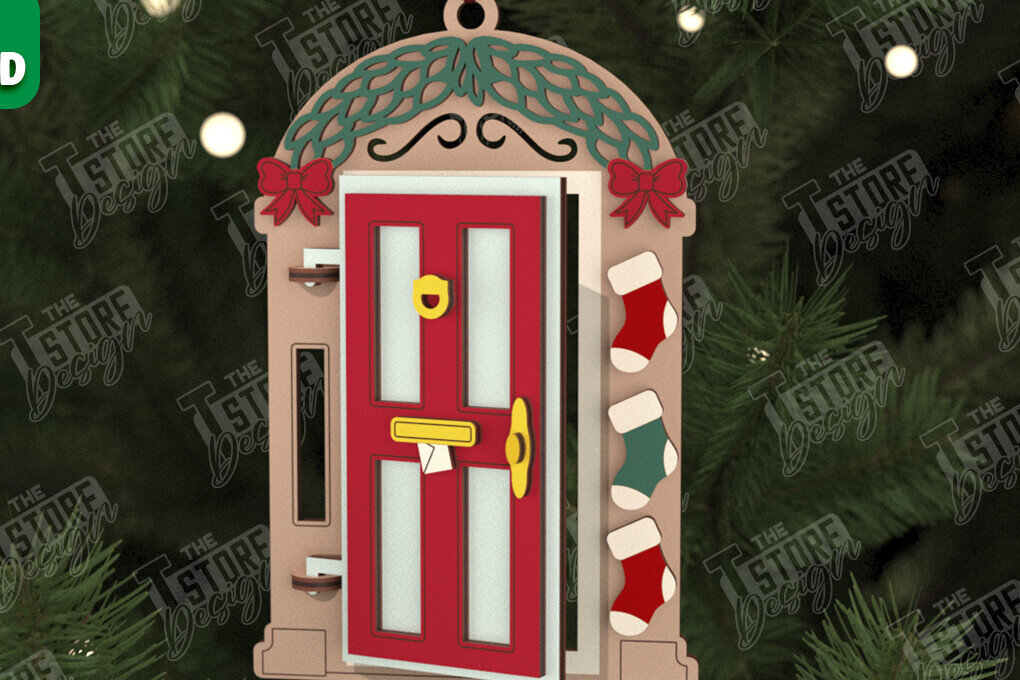 Intra απο ξύλο plywood 3mm-4mm πάχος Χριστουγεννιάτικη Πόρτα | Διακοπές | Πρωτοχρονιά |CNC Δίασταση 15x15 cm INTRAFABR-106189818