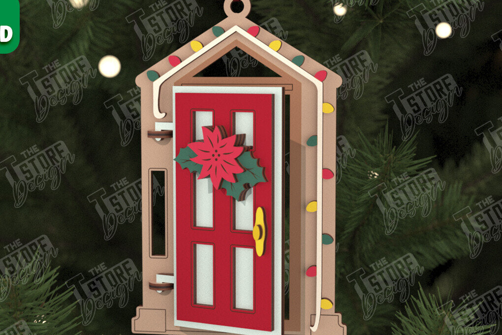 Intra απο ξύλο plywood 3mm-4mm πάχος Χριστουγεννιάτικη Πόρτα | Διακοπές | Πρωτοχρονιά |CNC Δίασταση 15x15 cm INTRAFABR-106189824