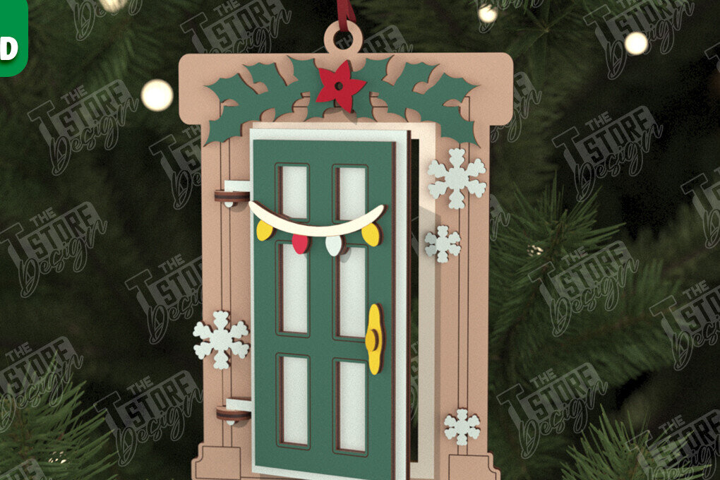 Intra απο ξύλο plywood 3mm-4mm πάχος Χριστουγεννιάτικη Πόρτα | Διακοπές | Πρωτοχρονιά |CNC Δίασταση 15x15 cm INTRAFABR-106189829