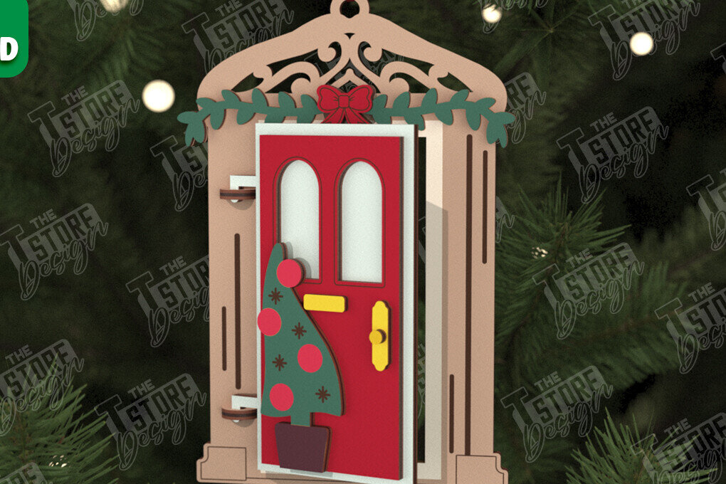 Intra απο ξύλο plywood 3mm-4mm πάχος Χριστουγεννιάτικη Πόρτα | Διακοπές | Πρωτοχρονιά |CNC Δίασταση 15x15 cm INTRAFABR-106189832