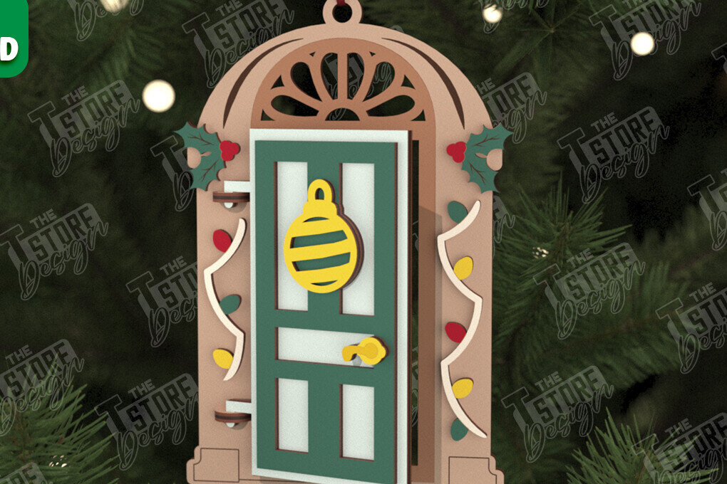 Intra απο ξύλο plywood 3mm-4mm πάχος Χριστουγεννιάτικη Πόρτα | Διακοπές | Πρωτοχρονιά |CNC Δίασταση 15x15 cm INTRAFABR-106189835