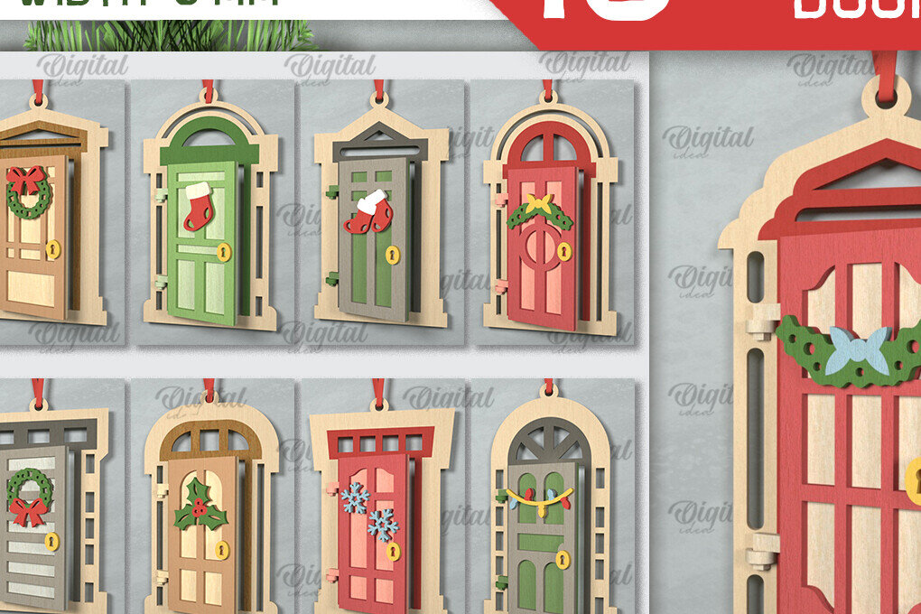 Intra απο ξύλο plywood 3mm-4mm πάχος Χριστουγεννιάτικα στολίδια πόρτας  Δίασταση 3x3 cm INTRAFABR-102529485