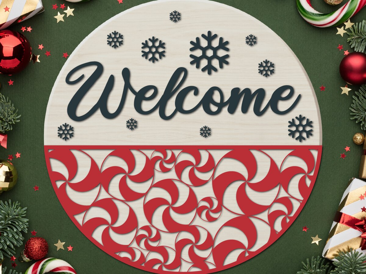 Intra απο ξύλο plywood 3mm-4mm πάχος Χριστουγεννιάτικη πινακίδα καλωσορίσματος πόρτας Δίασταση 12x12 cm INTRAFABR-121184938