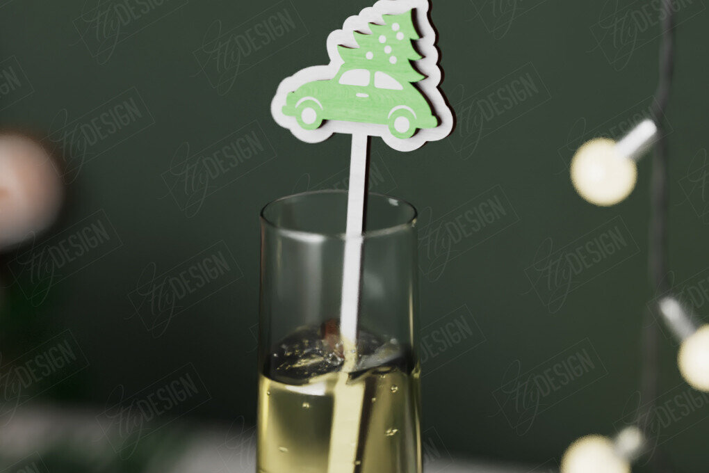 Intra απο ξύλο plywood 3mm-4mm πάχος Αναδευτήρας Χριστουγέννων | Μαρκαδόροι ποτών Δίασταση 15x15 cm INTRAFABR-106465812