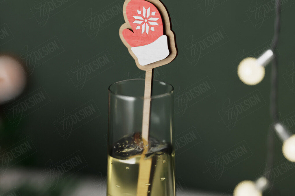 Intra απο ξύλο plywood 3mm-4mm πάχος Αναδευτήρας Χριστουγέννων | Μαρκαδόροι ποτών Δίασταση 15x15 cm INTRAFABR-106465824