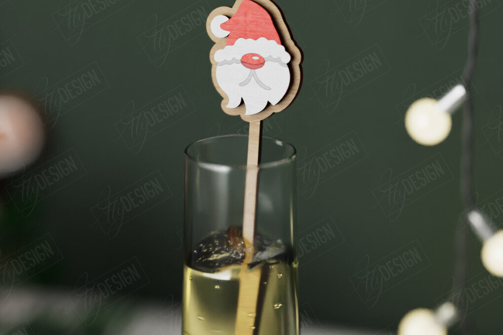 Intra απο ξύλο plywood 3mm-4mm πάχος Αναδευτήρας Χριστουγέννων | Μαρκαδόροι ποτών Δίασταση 15x15 cm INTRAFABR-106465830