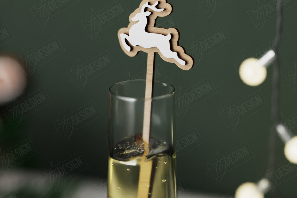 Intra απο ξύλο plywood 3mm-4mm πάχος Αναδευτήρας Χριστουγέννων | Μαρκαδόροι ποτών Δίασταση 15x15 cm INTRAFABR-106465845