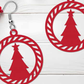 Intra απο ξύλο plywood 3mm-4mm πάχος Χριστουγεννιάτικο Σκουλαρίκι με  Δίασταση 3x3 cm INTRAFABR-108266921 - Image 3