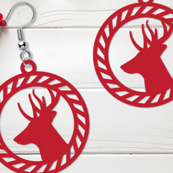 Intra απο ξύλο plywood 3mm-4mm πάχος Χριστουγεννιάτικο Σκουλαρίκι με  Δίασταση 3x3 cm INTRAFABR-108266921 - Image 4