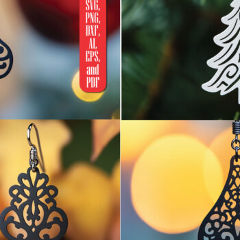 Intra απο ξύλο plywood 3mm-4mm πάχος Χριστουγεννιάτικο Σκουλαρίκι Cut File Δίασταση 3x3 cm INTRAFABR-107699536 - Image 1