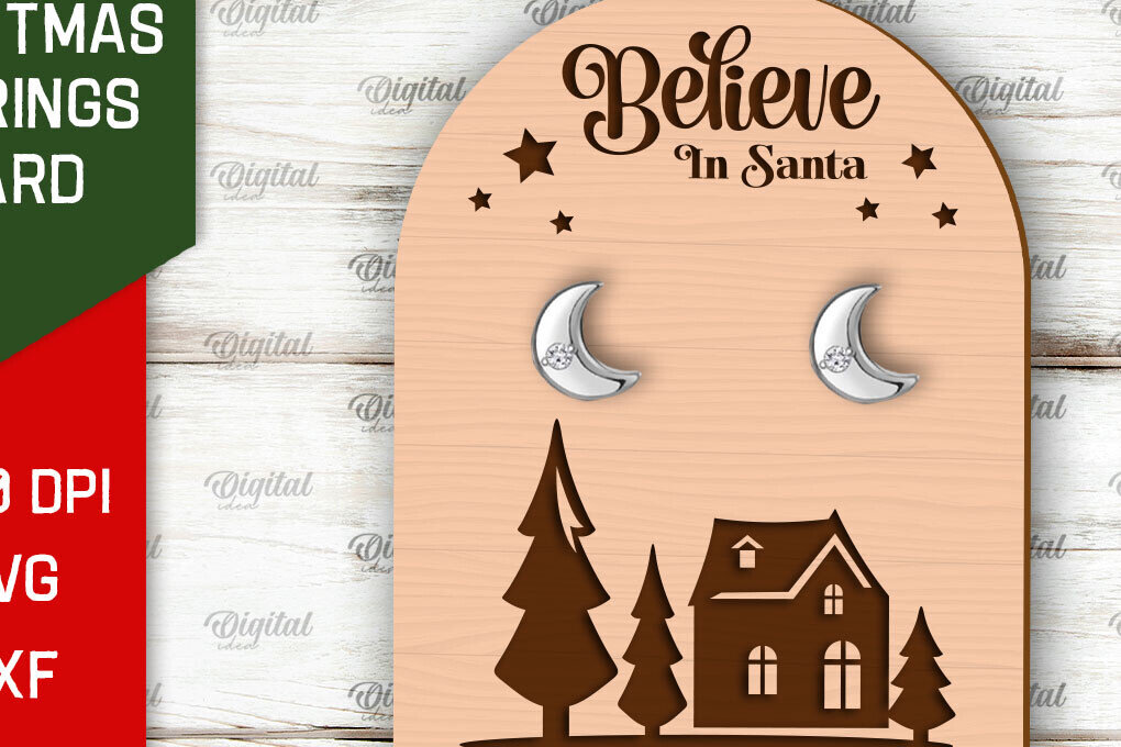 Intra απο ξύλο plywood 3mm-4mm πάχος Χριστουγεννιάτικα Σκουλαρίκια Κάρτα με λέιζερ Δίασταση 3x3 cm INTRAFABR-104869159