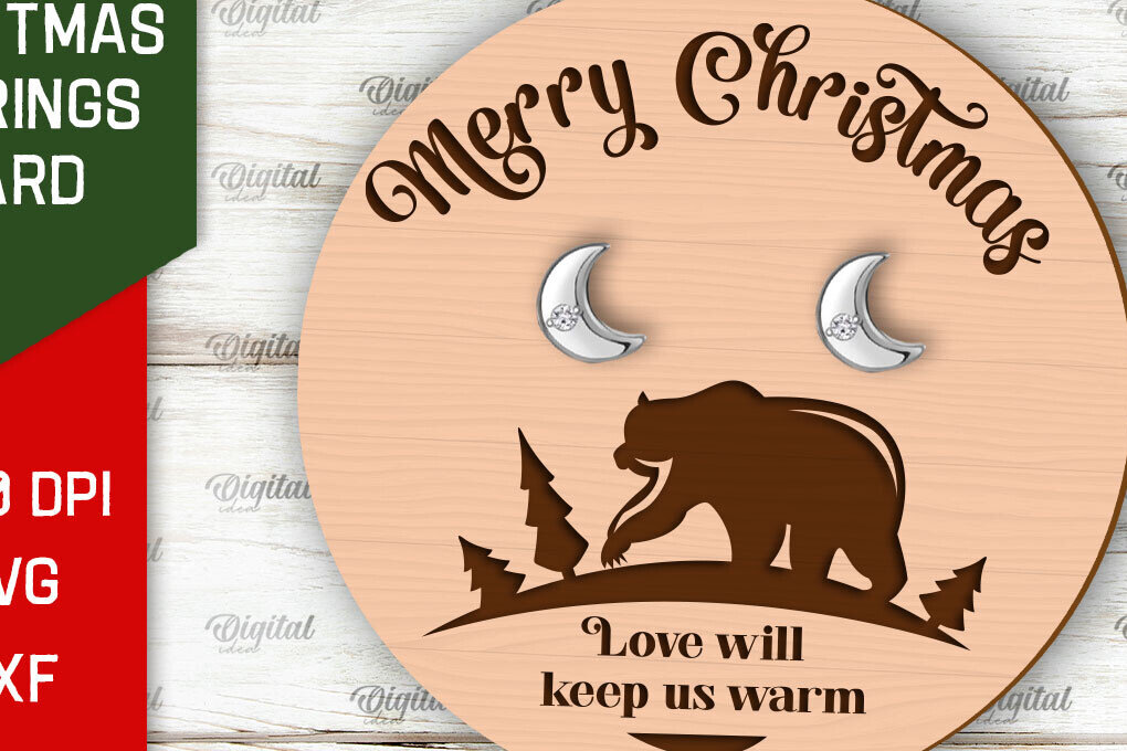 Intra απο ξύλο plywood 3mm-4mm πάχος Χριστουγεννιάτικα Σκουλαρίκια Κάρτα με λέιζερ Δίασταση 3x3 cm INTRAFABR-104868994