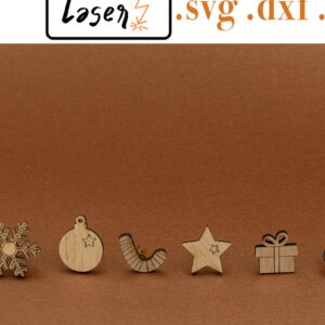 Intra απο ξύλο plywood 3mm-4mm πάχος Χριστουγεννιάτικων Σκουλαρίκια για κόφτη λέιζερ Δίασταση 3x3 cm INTRAFABR-53886273