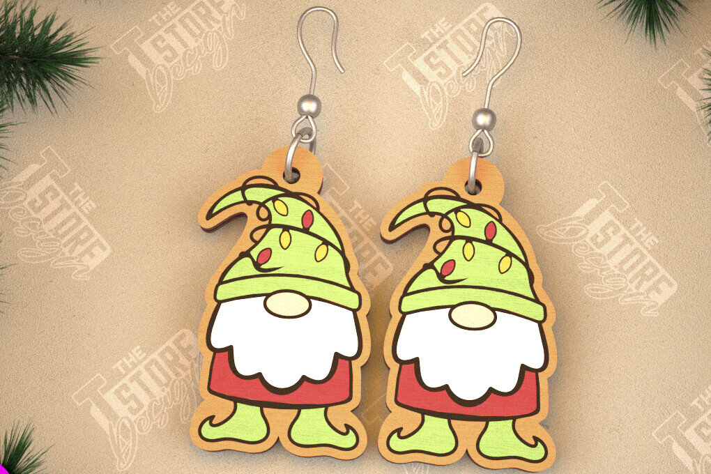 Intra απο ξύλο plywood 3mm-4mm πάχος Χριστουγεννιάτικα Σκουλαρίκια | Σχεδιασμός κοσμημάτων |CNC Δίασταση 3x3 cm INTRAFABR-105341001