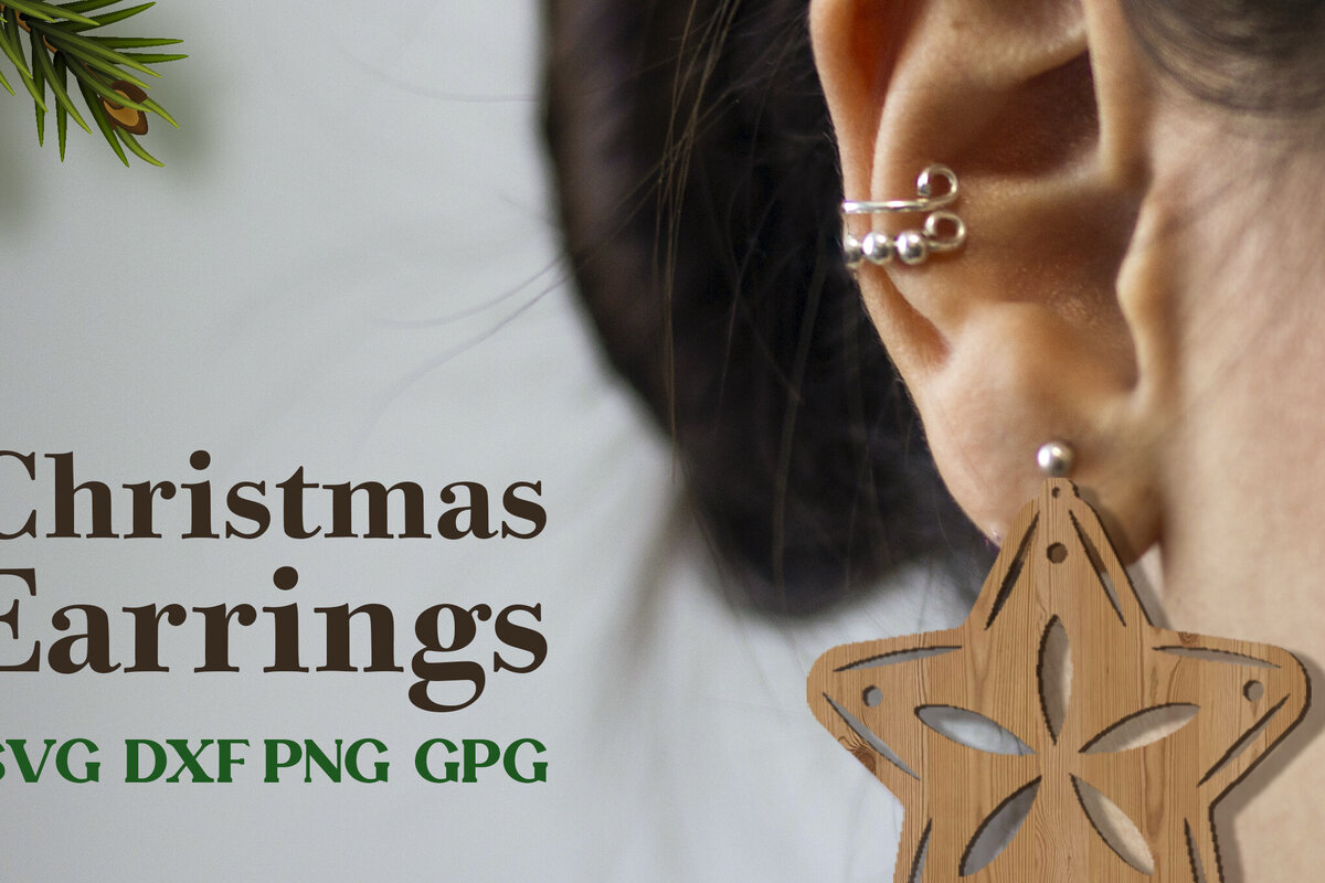 Intra απο ξύλο plywood 3mm-4mm πάχος Χριστουγεννιάτικα σκουλαρίκια λέιζερ Δίασταση 3x3 cm INTRAFABR-80961939