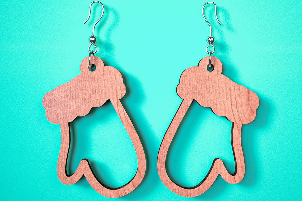 Intra απο ξύλο plywood 3mm-4mm πάχος Χριστουγεννιάτικα Σκουλαρίκια | Λέιζερ Δίασταση 3x3 cm INTRAFABR-75101751