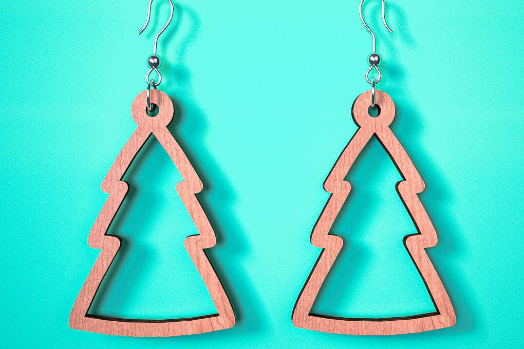 Intra απο ξύλο plywood 3mm-4mm πάχος Χριστουγεννιάτικα Σκουλαρίκια | Λέιζερ Δίασταση 3x3 cm INTRAFABR-75101818