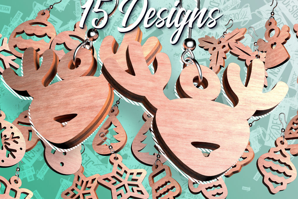 Intra απο ξύλο plywood 3mm-4mm πάχος Χριστουγεννιάτικα Σκουλαρίκια Δίασταση 3x3 cm INTRAFABR-76436828