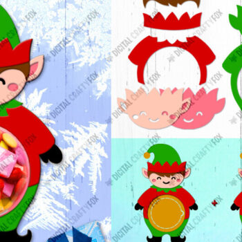 Intra απο ξύλο plywood 3mm-4mm πάχος Christmas Elf Candy Dome, τρισδιάστατα Χριστούγεννα Δίασταση 13x13 cm INTRAFABR-79991878 - Image 1