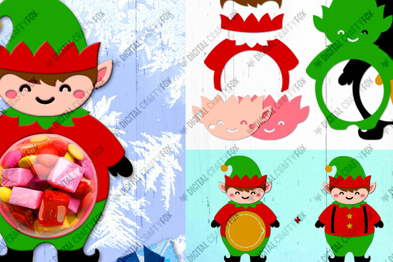 Intra απο ξύλο plywood 3mm-4mm πάχος Christmas Elf Candy Dome, τρισδιάστατα Χριστούγεννα Δίασταση 13x13 cm INTRAFABR-79991878