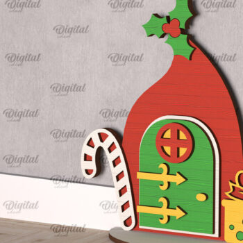 Intra απο ξύλο plywood 3mm-4mm πάχος Χριστουγεννιάτικο πόρτας ξωτικού Δίασταση 15x15 cm INTRAFABR-104364045 - Image 1