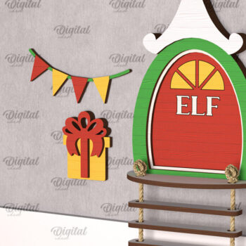 Intra απο ξύλο plywood 3mm-4mm πάχος Χριστουγεννιάτικο πόρτας ξωτικού Δίασταση 15x15 cm INTRAFABR-104364144 - Image 1