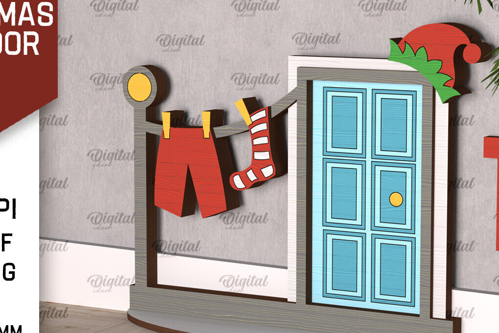 Intra απο ξύλο plywood 3mm-4mm πάχος Χριστουγεννιάτικο πόρτας ξωτικού Δίασταση 15x15 cm INTRAFABR-104364184