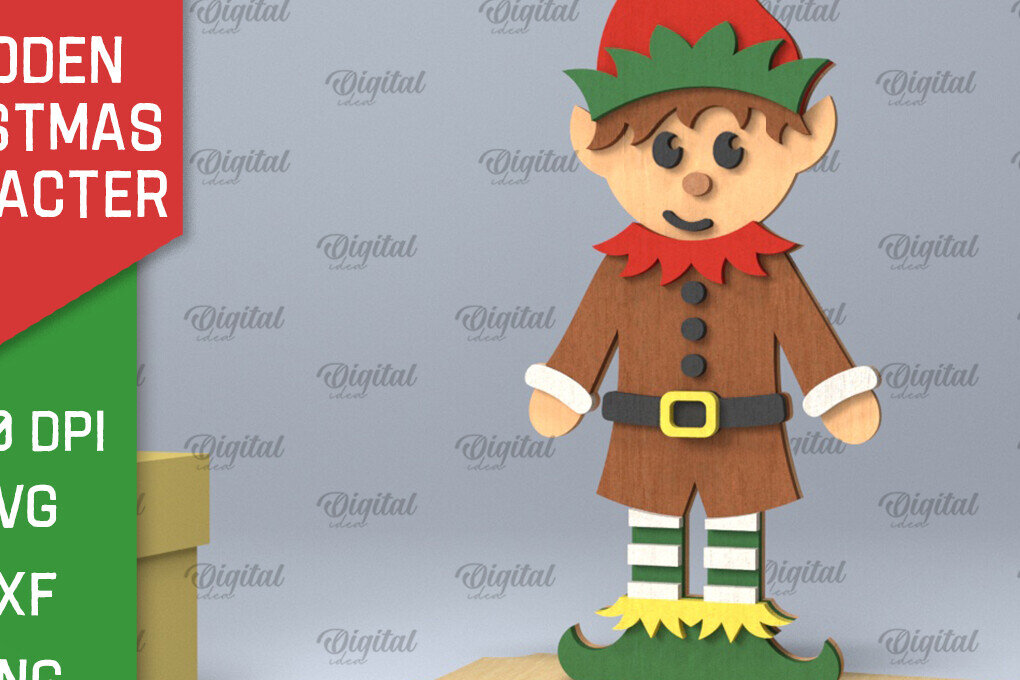 Intra απο ξύλο plywood 3mm-4mm πάχος Χριστουγεννιάτικη διακόσμηση με λέιζερ ξωτικού Δίασταση 15x15 cm INTRAFABR-104437339