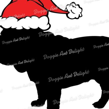 Intra απο ξύλο plywood 3mm-4mm πάχος Χριστουγεννιάτικο αγγλικό μπουλντόγκ με καπέλο Santa Δίασταση 15x15 cm INTRAFABR-83108607 - Image 2