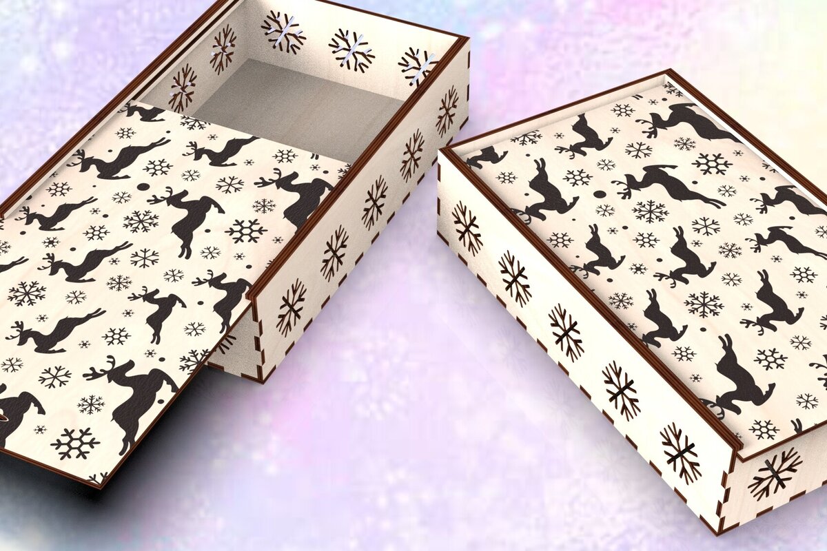 Intra απο ξύλο plywood 3mm-4mm πάχος Κουτί δώρου Χριστουγεννιάτικο με συρόμενο καπάκι Δίασταση 15x15 cm INTRAFABR-109675504