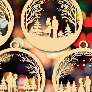 Intra απο ξύλο plywood 3mm-4mm πάχος Χριστουγεννιάτικο Οικογενειακό Στολίδι Δίασταση 4x4 cm INTRAFABR-83632424 - Image 1