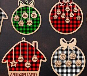 Intra απο ξύλο plywood 3mm-4mm πάχος Όνομα Χριστουγεννιάτικου Διακοσμητικού Οικογένειας & Ζώου Δίασταση 8x8 cm INTRAFABR-36889466