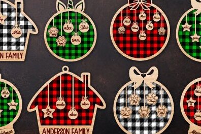 Intra απο ξύλο plywood 3mm-4mm πάχος Όνομα Χριστουγεννιάτικου Διακοσμητικού Οικογένειας &amp; Ζώου Δίασταση 8x8 cm INTRAFABR-36889466