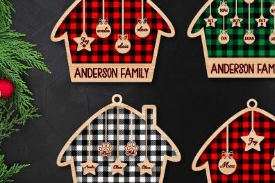 Intra απο ξύλο plywood 3mm-4mm πάχος Όνομα Χριστουγεννιάτικου Διακοσμητικού Οικογένειας &amp; Ζώου Δίασταση 8x8 cm INTRAFABR-36882881