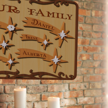 Intra απο ξύλο plywood 3mm-4mm πάχος Χριστουγεννιάτικο οικογενειακό σημάδι κοπής με λέιζερ Δίασταση 15x15 cm INTRAFABR-79220942 - Image 1