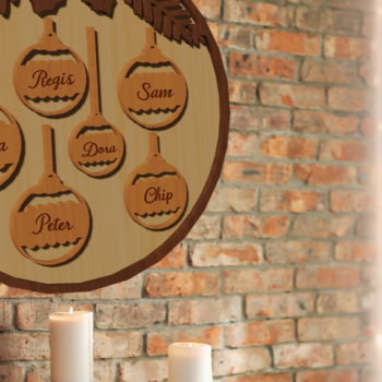 Intra απο ξύλο plywood 3mm-4mm πάχος Χριστουγεννιάτικο οικογενειακό σημάδι κοπής με λέιζερ Δίασταση 15x15 cm INTRAFABR-79228246 - Image 1