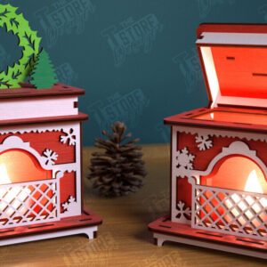 Intra απο ξύλο plywood 3mm-4mm πάχος Χριστουγεννιάτικο Τζάκι Κηροπήγιο | CNC Δίασταση 15x15 cm INTRAFABR-106604333